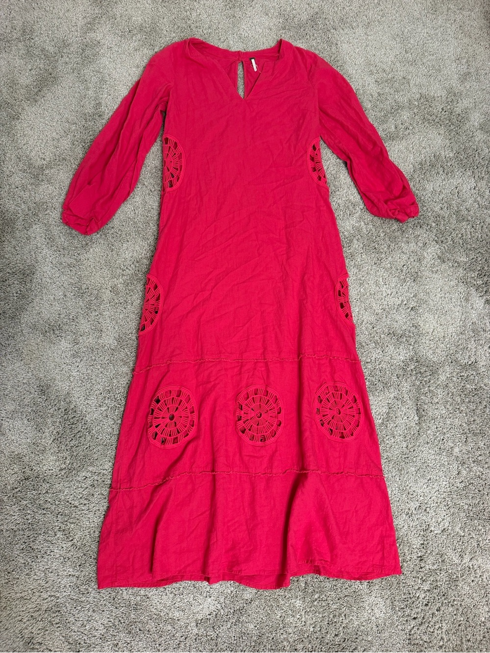 Young Fabulous & Broke Bright Pink Crochet-Panel Maxi Dress